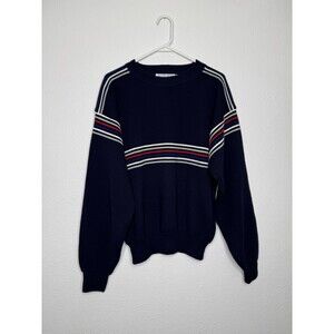 Vintage Incline Sport Sweater Crewneck Men XL Navy Red Striped Ski Acrylic Retro